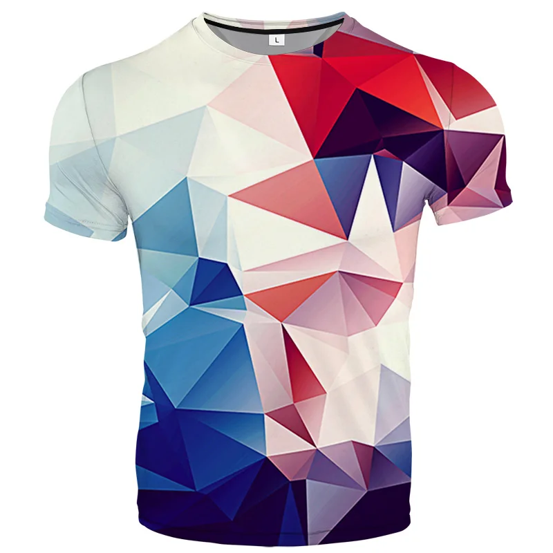 

Colorful T-shirt 2021 summer men's and women's short-sleeved 3D printing camouflage element top O-neck pullover hip-hop clothing