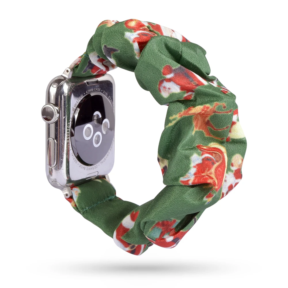 Новая мода резинка для волос эластичный ремешок для часов для Apple Watch 38 мм/40 мм 42 мм/44 мм Рождественский подарок браслет печатная ткань - Цвет ремешка: 38