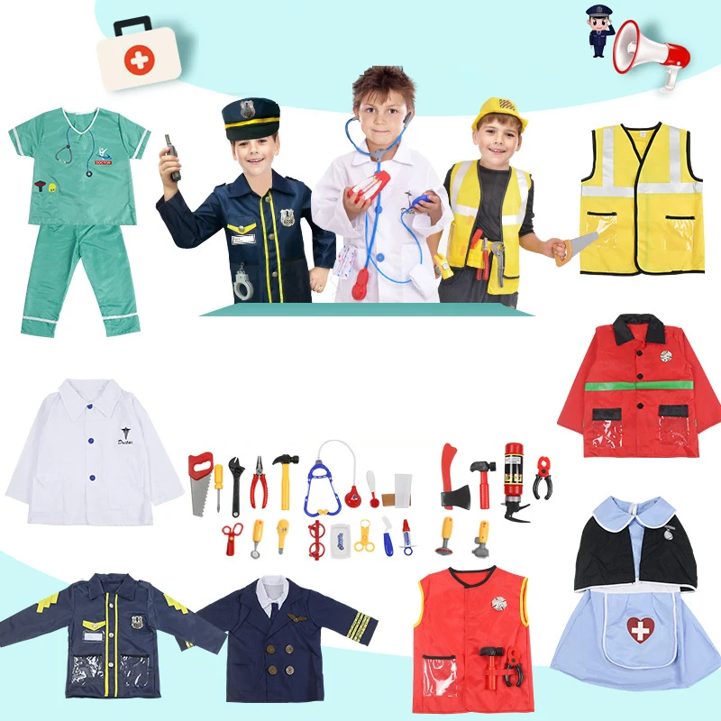 Wonder Garden Kid Children Profession Cosplay Multi Career Doctor Judge Vet Pilot Fireman Halloween Purim Costume |