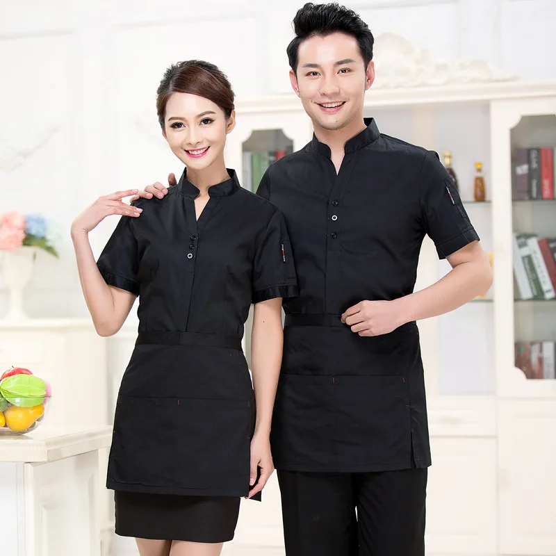 

Novel Dingheng Attendant Hotel Work Women Short-sleeved Coffee Hot Pot Barbecue Women