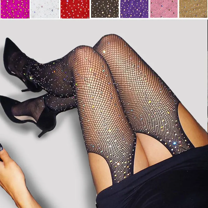 2021 сексуальные женские блестящие сетчатые колготки нейлоновые чулки красные -