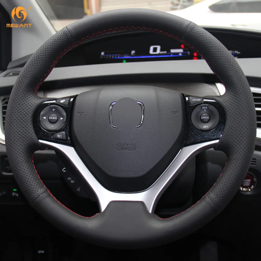 Чехол на руль автомобиля MEWANT из черной искусственной кожи для Honda Civic 2012 2013 2014 2015