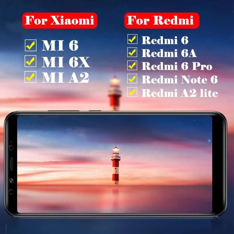 Защитное стекло для экрана xiaomi mi A2 lite на ksio Red Note 6 Pro 6A 6X 2A X6 A X Xio Redme закаленное |