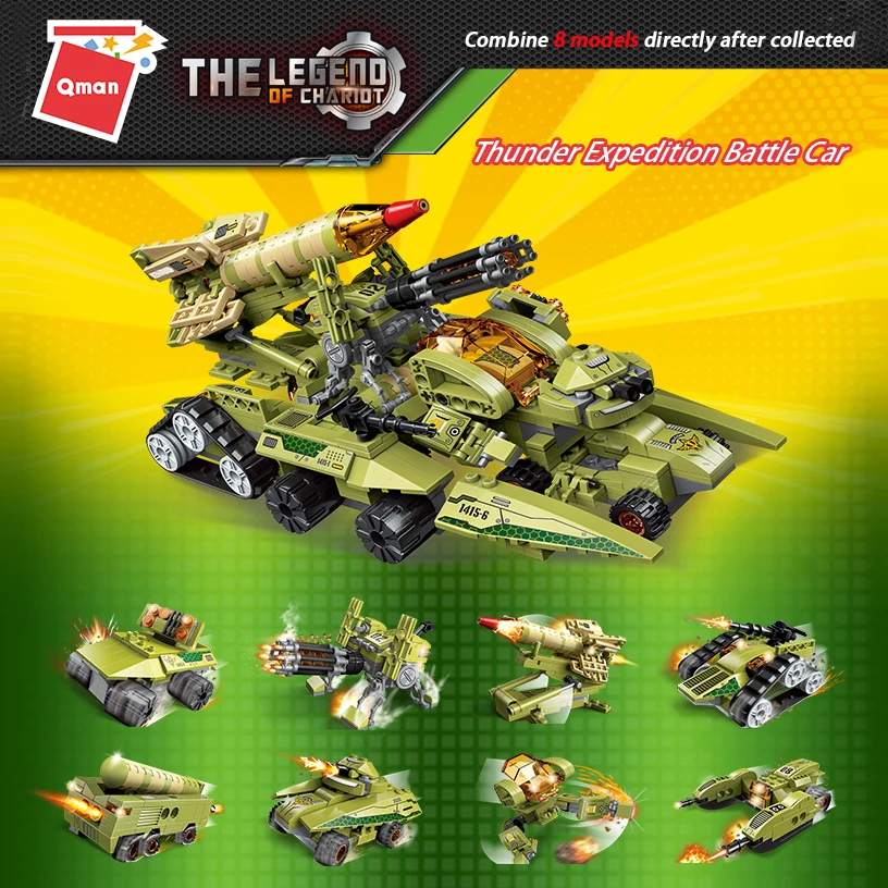 Qman 1415 военные строительные блоки Thor Thunder Expedition боевой танк багги космические