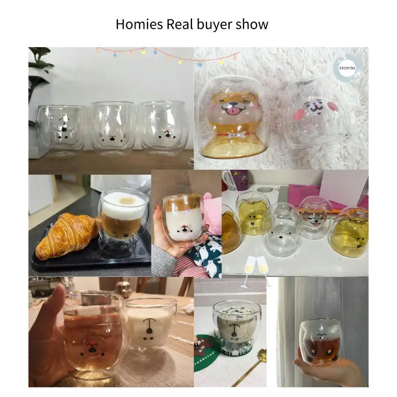 Homies кружки кружка чашка стеклянная 3D 2-уровневая Милая Мишка инновационная