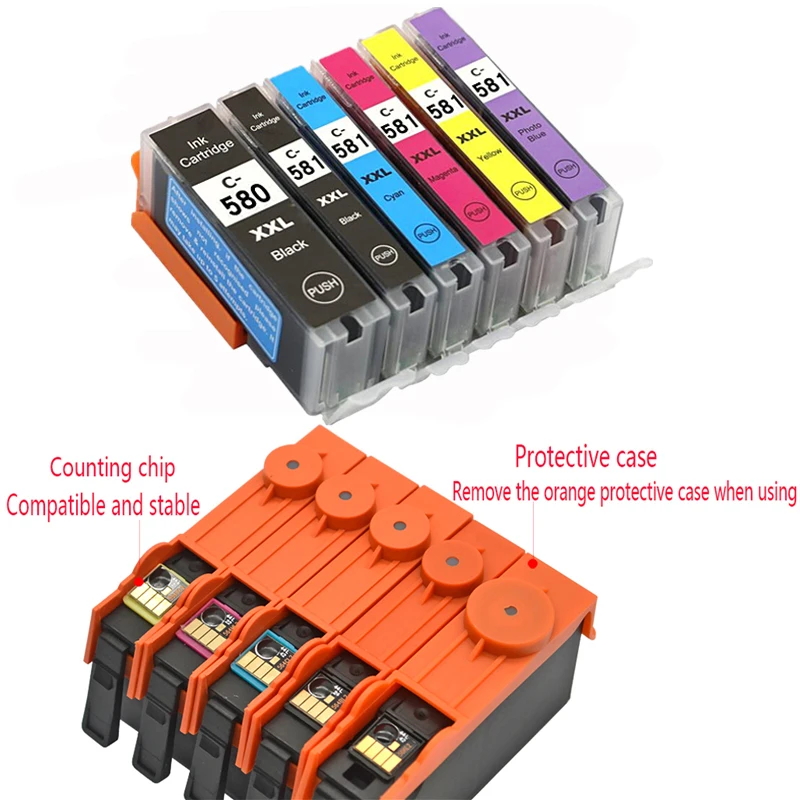 18PK совместимые pgi580 cli581 чернила для Canon PGI 580 PGBK CLI 581 BK/C/M/Y/PBK XL PIXMA TS8150 TS8151 TS8152 TS9150