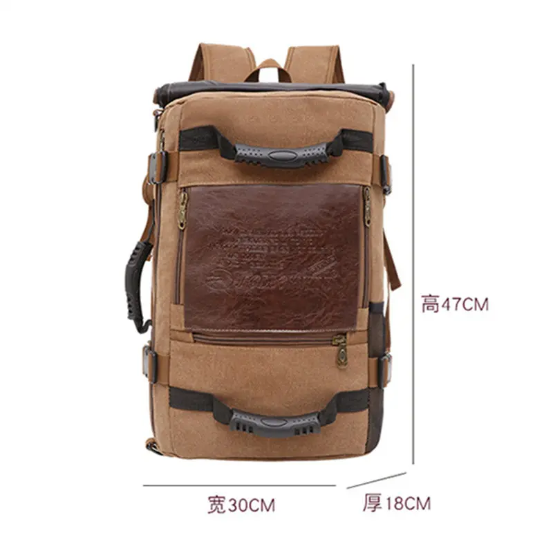 Мужской холщовый рюкзак Scione Вместительная дорожная школьная сумка через плечо