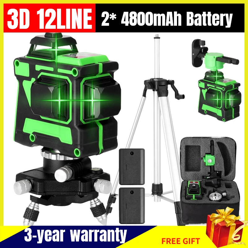 Лазерный уровень зеленый лазер горизонтальный и вертикальный 12 линий |