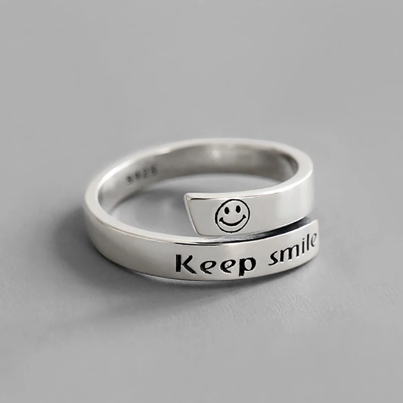 

Изящное милое женское регулируемое кольцо Keep Smile Face, корейская бижутерия на палец, подарки SR2223