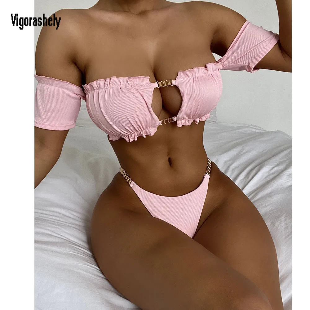Сексуальное бикини Vigorashely с открытыми плечами 2022 купальный костюм коротким