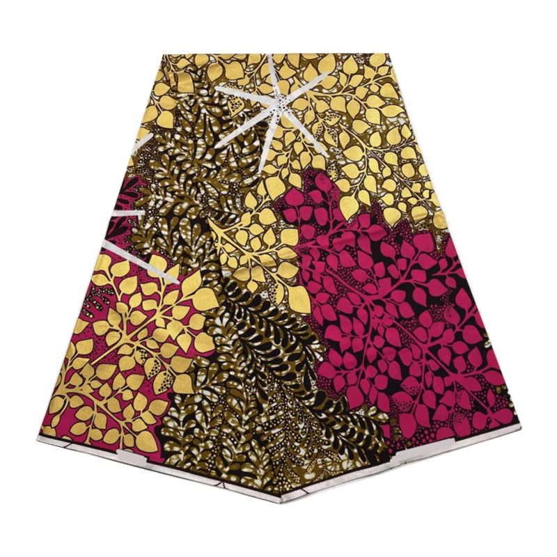 

2021 Hot Sale 100% Cotton Veritable African Golden Wax Print Fabric Real Wax African Ankara Fabric 6 yards Ghana Loincloth F8-1