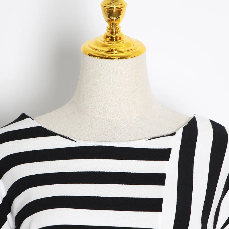 Женская футболка в полоску с круглым вырезом и рукавом 2020 | одежда