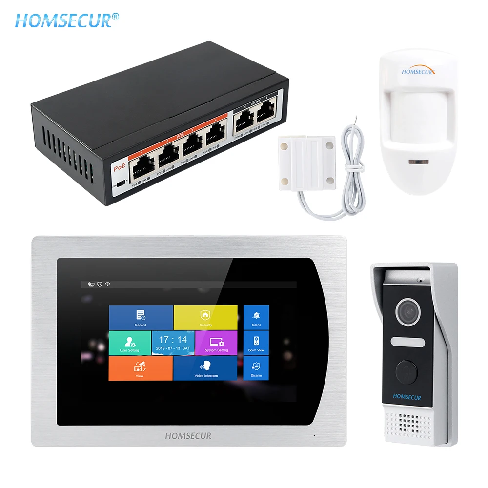 HOMSECUR 7 дюймовый проводной IP Cat6 видеодомофон с монитором памяти BC031IP B + BM717IP