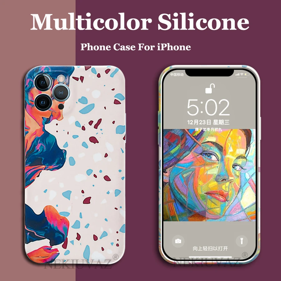 Чехол для iPhone 12 разноцветный силиконовый мягкий чехол 11 Pro Max Mini XR X XS 7 8 Plus SE 2020