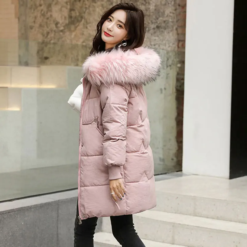 

Зимние куртки и пальто, женская длинная куртка, Женская ватная хлопковая супер теплая однотонная зимняя верхняя одежда на молнии с капюшоно...