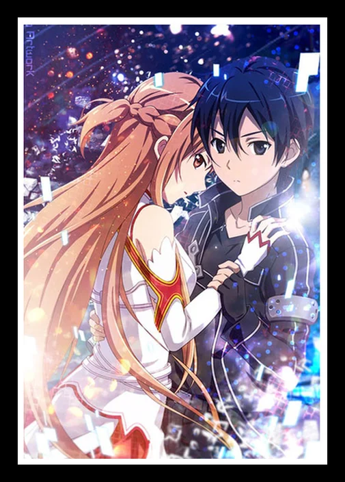 Идеальный JL видеоигра меч искусство онлайн Kirito Asuna постер японское аниме