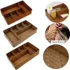 Плетеный вручную контейнер для хранения косметики, прямоугольный контейнер для косметики, органайзер для украшений, Домашний Настольный Декор