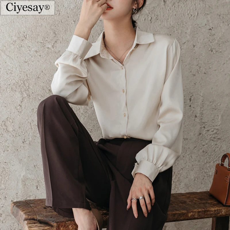 

Модные блузки Ciyesay для женщин 2021 женские элегантные блузки рубашка с длинным рукавом рубашки поло винтажная рубашка