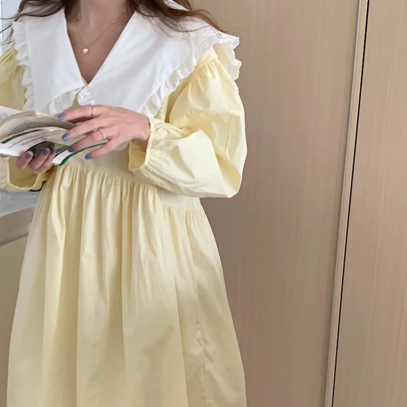 Детское платье с воротником женское осеннее длинным рукавом новинка 2021