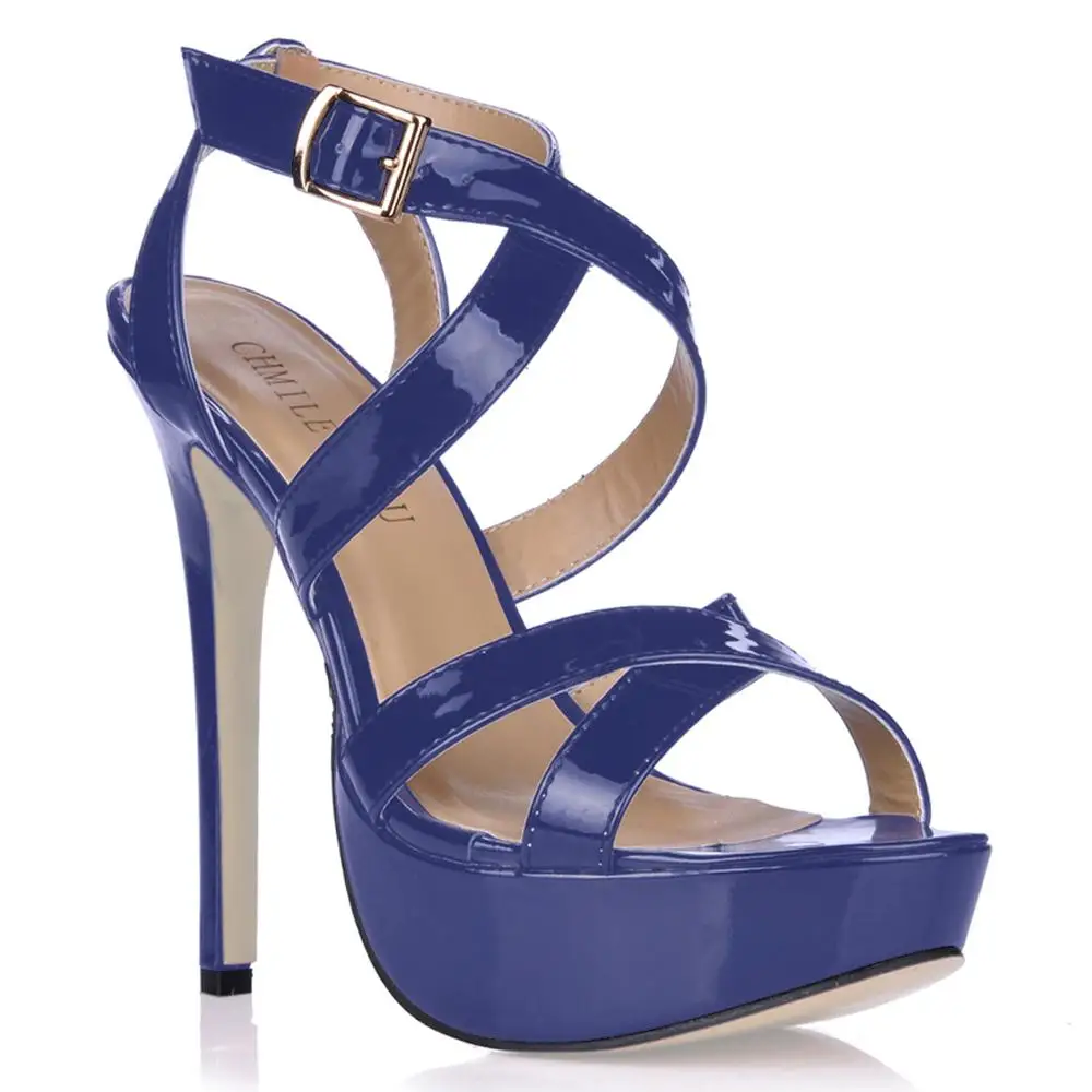 Лакированные вечерние босоножки на шпильке с открытым носком Ремешок щиколотке