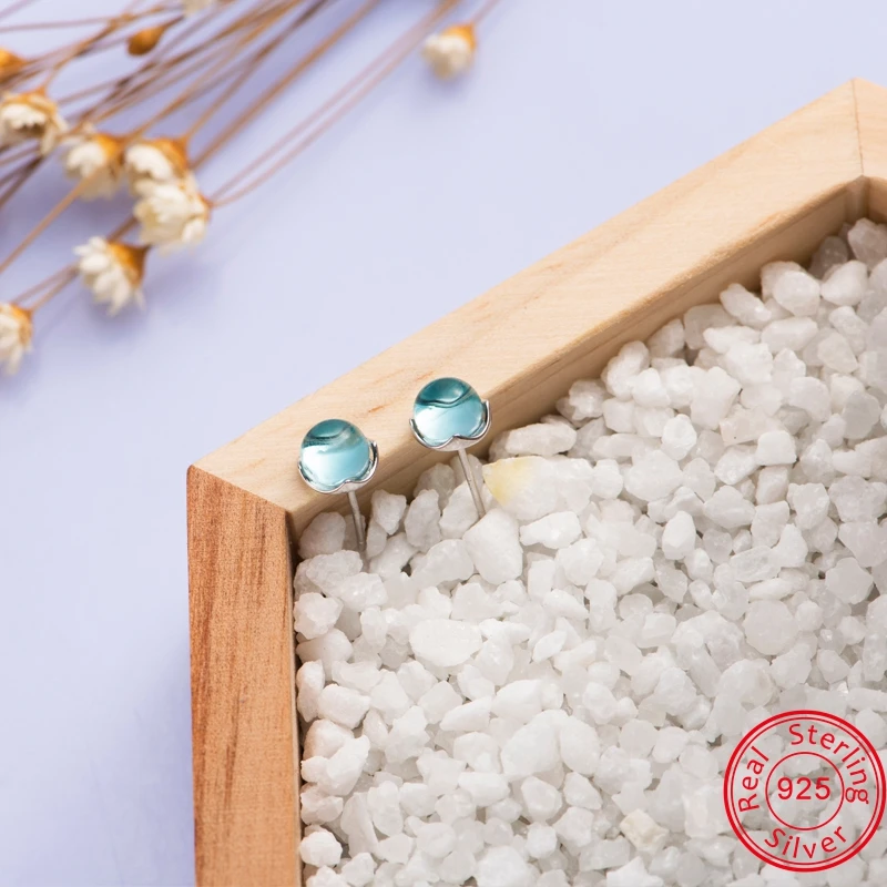 ZS корейские модные серьги гвоздики из настоящего серебра 925 пробы женские милые в