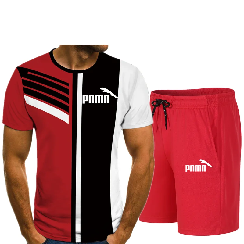 

2021Men's Tracksuit Summer Clothes Sportswear Two Piece Set T Shirt Shorts Brand Track Clothing Male Sweatsuit Sports Suits