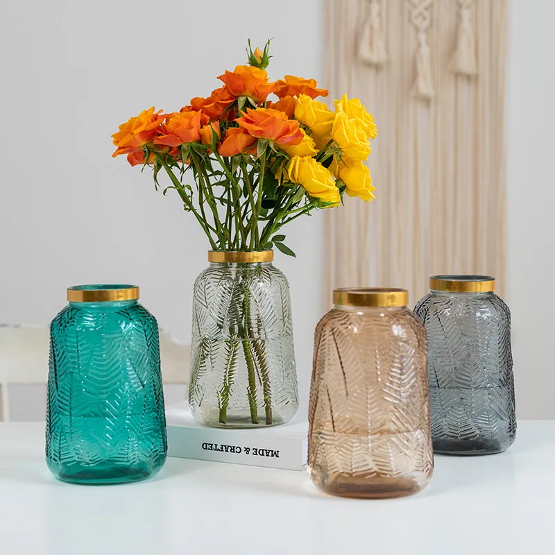 

Europe maple leaf Colored transparent glass vase home decoration ornaments flower arrangement glass vase home decoration vase