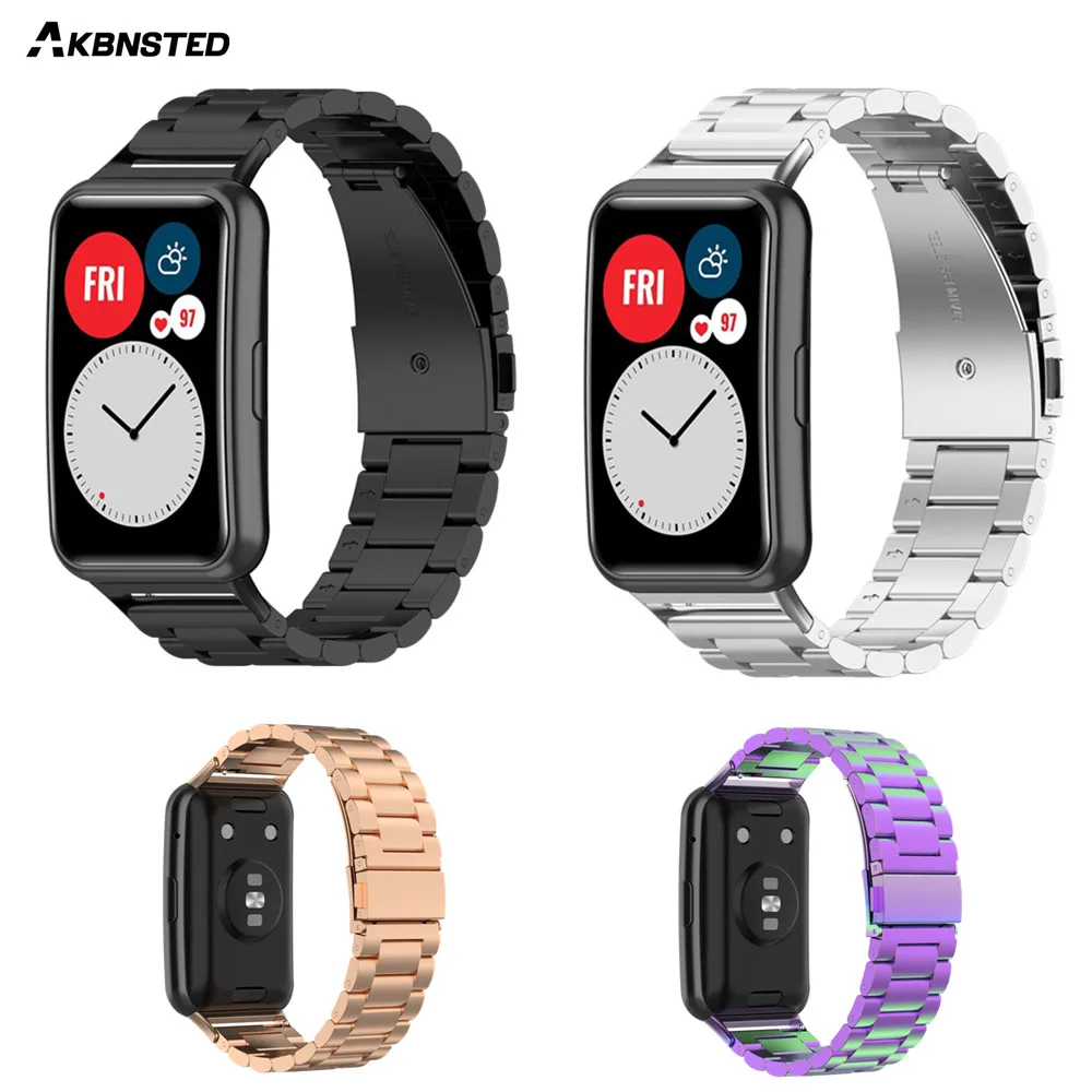 

AKBNSTED Bracelet Band For Huawei Watch Fit Stainless Steel Strap For Huawei Fit Smart Bracelet Sports Wristband Accessorios