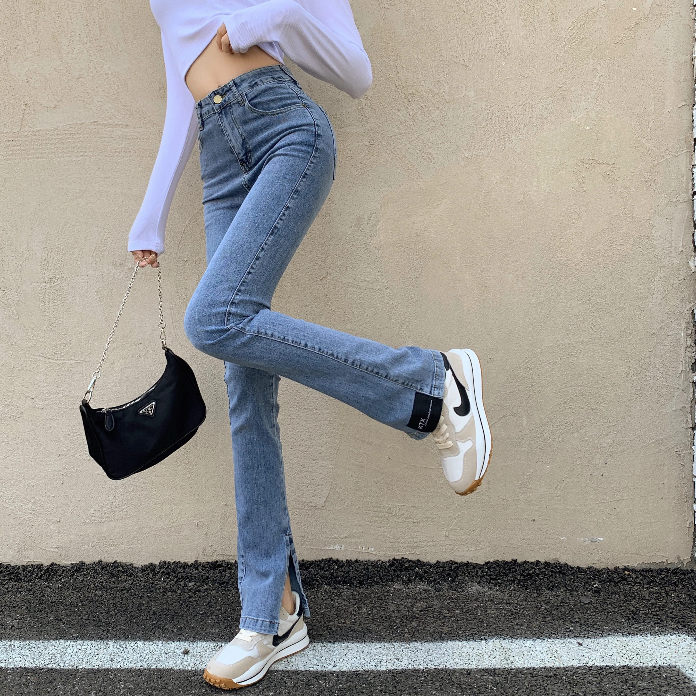 

Split Jeans Casual Wide Leg Flared Jeans Trousers High Waist Jeans Women Spodnie Damskie Spodnie Dresowe Damskie Women Clothes