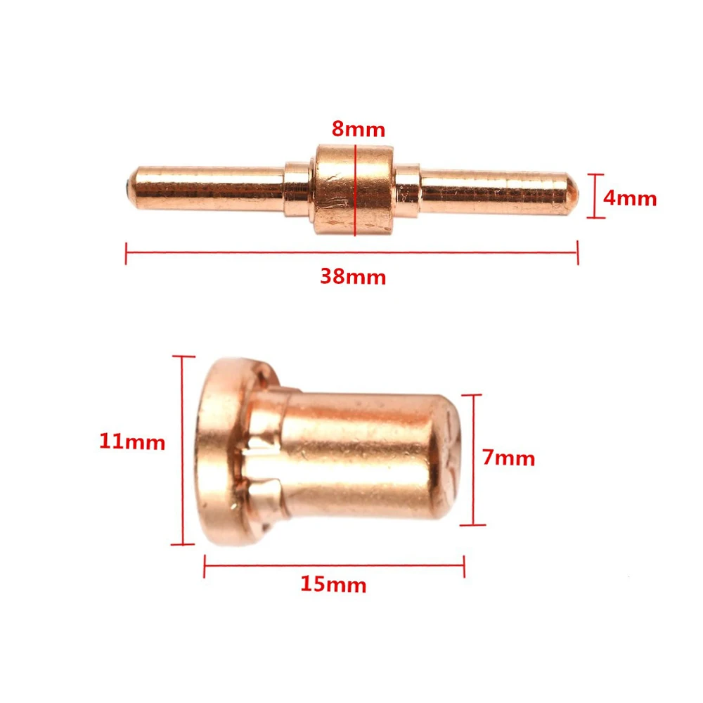 

60pcs Red Copper Extended Long Plasma Cutter Tip Electrodes and Nozzles Kit Consumable for PT31 LG40 40A Cutting Torch