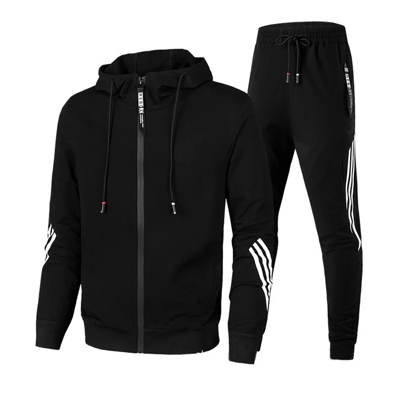 

New Men's Sets Zipper Hoodie+pants Two Pieces Casual Tracksuit Male Sportswear Gym Brand Clothing Sweat Suit