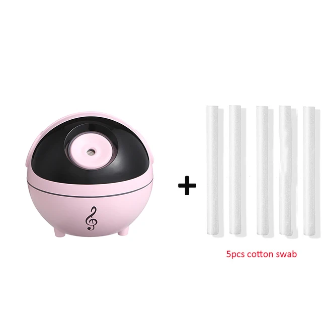 Pink and 5 filters Музыкальный увлажнитель, 350 мл, Настольный увлажнитель, арома-диффузор эфирного масла, 1200 мАч, встроенный аккумулятор, светодиодный светильник для дома - Цвет: Pink and 5 filters