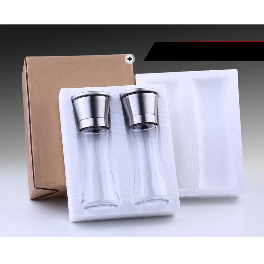 

2pcs Premium Stainless Steel Salt and Pepper Grinder Handheld Glass Pepper Mill