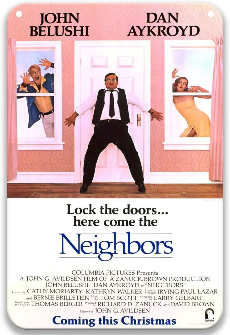 

Neighbors (1981) Tin Signs Vintage Movies Poster Art Group for Home Decoration Garage Custom Bedroom Art 8x12 Inches