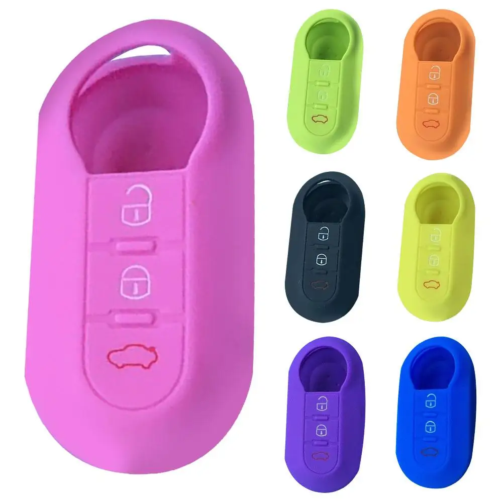 Защитный чехол для Fiat 500 мягкий силиконовый с 3 кнопками и защитой от царапин