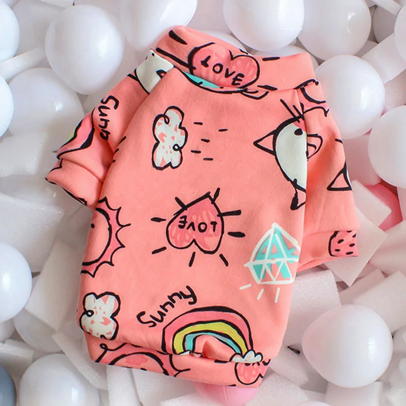 Pink Raincow Милый принт, костюм для питомцев, кошек, толстовка, зимняя теплая одежда для кошек, мягкий флис, щенок, кеди, одежда, пальто, товары для животных - Цвет: Pink Raincow