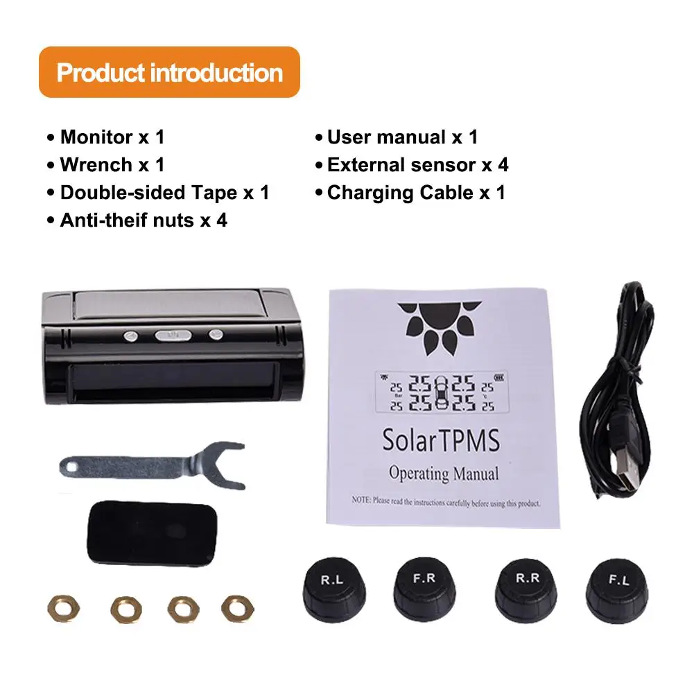 TPMS автоматический контроль яркости USB и солнечная зарядка для автомобильных шин