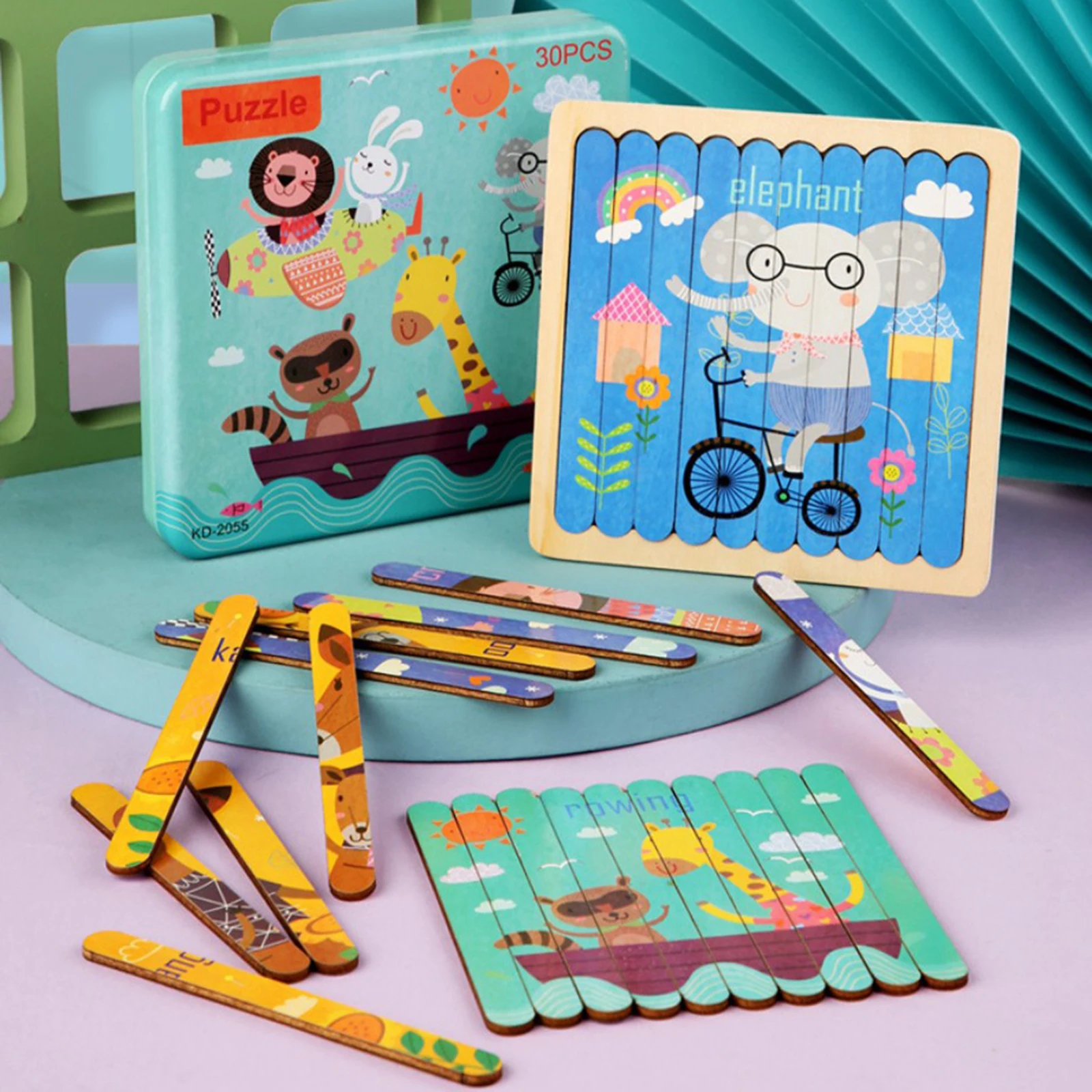 

Деревянные головоломки Монтессори, игрушки для мальчиков и девочек, металлическая коробка