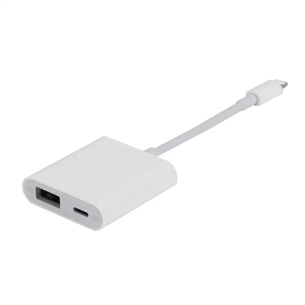 Кабель адаптер Aux для мобильного телефона OTG 8 pin к USB и зарядное устройство 2 в 1