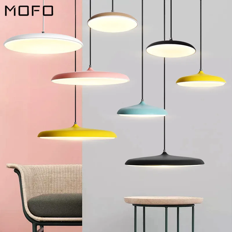 Современный красочный светодиодный подвесной светильник макарон простой