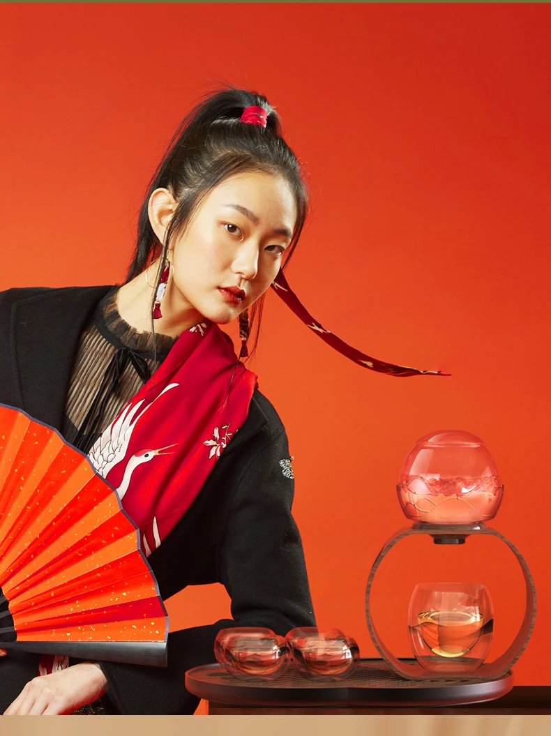 

New Glass Beverage Teapot Teacups Set Semi-automatic Kungfu Teaware Double Wall Heat Resistant Mug Office Business Drinkware