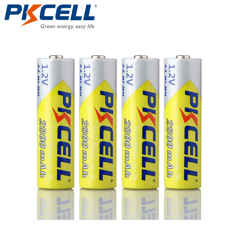 4PCS AA PKCELL Ni-MH AA батареи 2600 mAh-2800 mAh 1,2 V NiMh аккумуляторная батарея 2A батарея для фонариков камера игрушки - Цвет: 4PCS AA