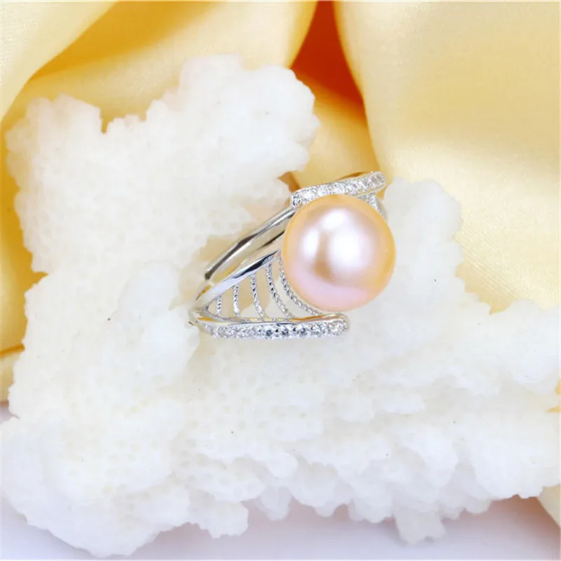 Dainashi 100% Genuine Freshwater Cultured Pearl Ring for Women Luxury 925 Sterling Silver Flower Zircon Crystal Adjustable | Украшения и