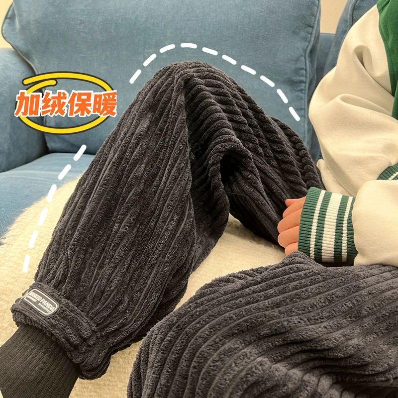 Мужские повседневные вельветовые брюки на липучке Privathinker утолщенные свободные