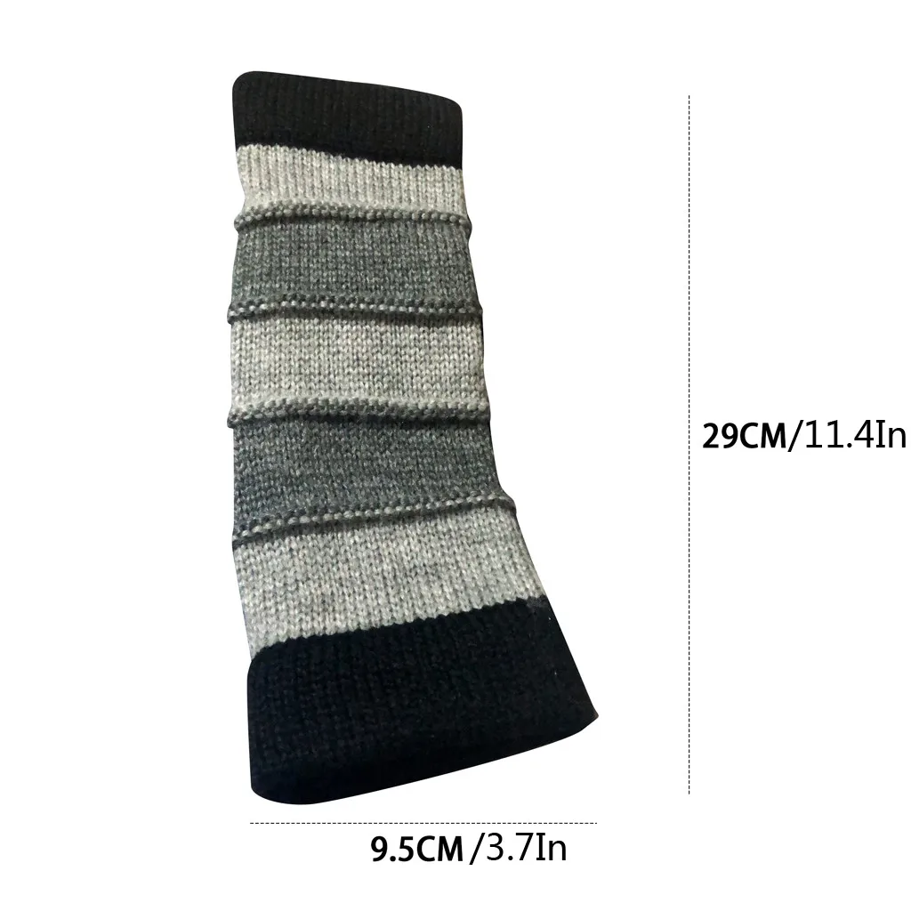 

Autumn Winter Warm Women Ladies Girl Striped Print Knit Fingerless Gloves Arm Warmer Long Fingerless Knitting Wool Mittens