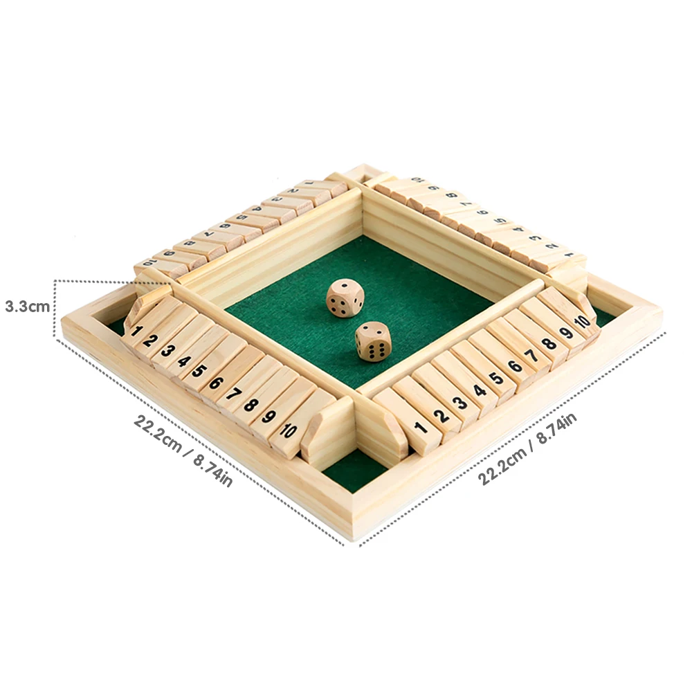 Игра в кости Shut The Box 2-4 игрока классическая деревянная настольная игра для детей и