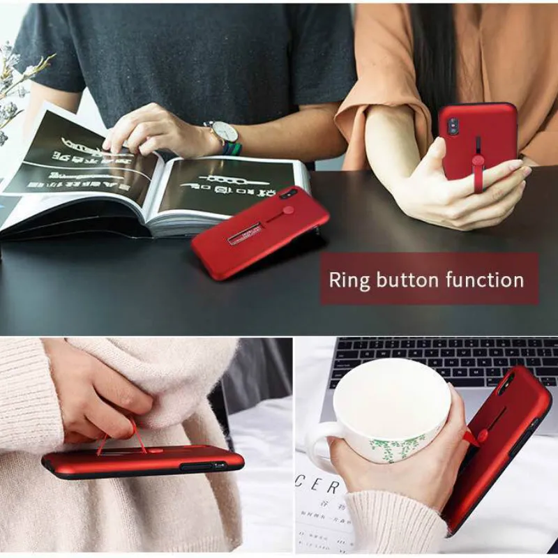 Case for Iphone 7 Xr 6s 6 8 Xs Max X Fashion Solid Color Loop Ring Phone Cases Plus Cover |