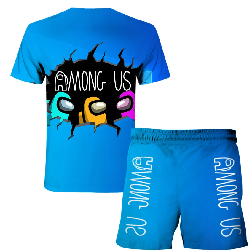 

3D digital print thin men's T-shirt set fashion casual men's sports T-shirt summer new men's computer game pattern T-shirt set