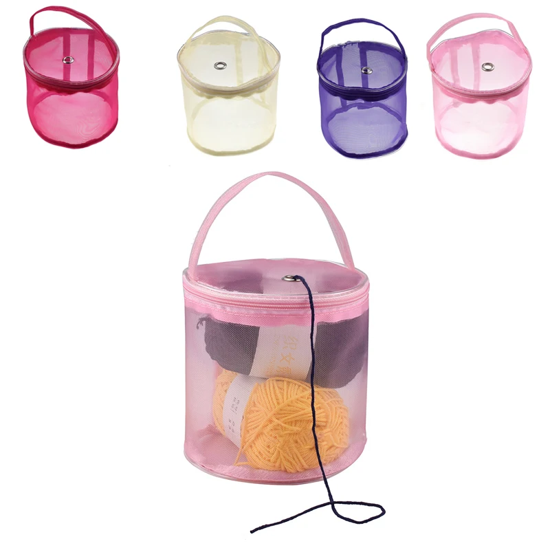 

Knitting Needles Yarn Tote Organizer Knitting Yarn Round Crochet Bag DIY Craft Woolen Storage Basket Sewing Tool Accessories