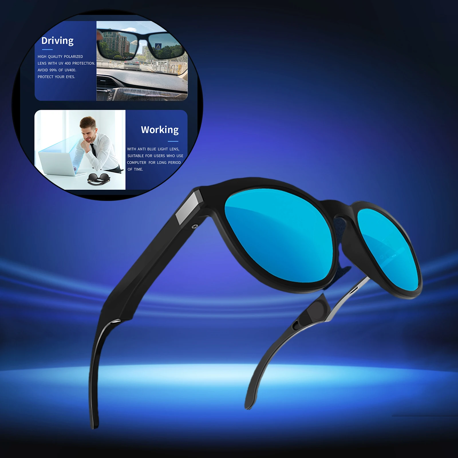 저렴한 G4 스마트 안경 무선 블루투스 선글라스 뼈 전도 헤드폰 오픈 이어 헤드셋 핸즈프리 통화 음악